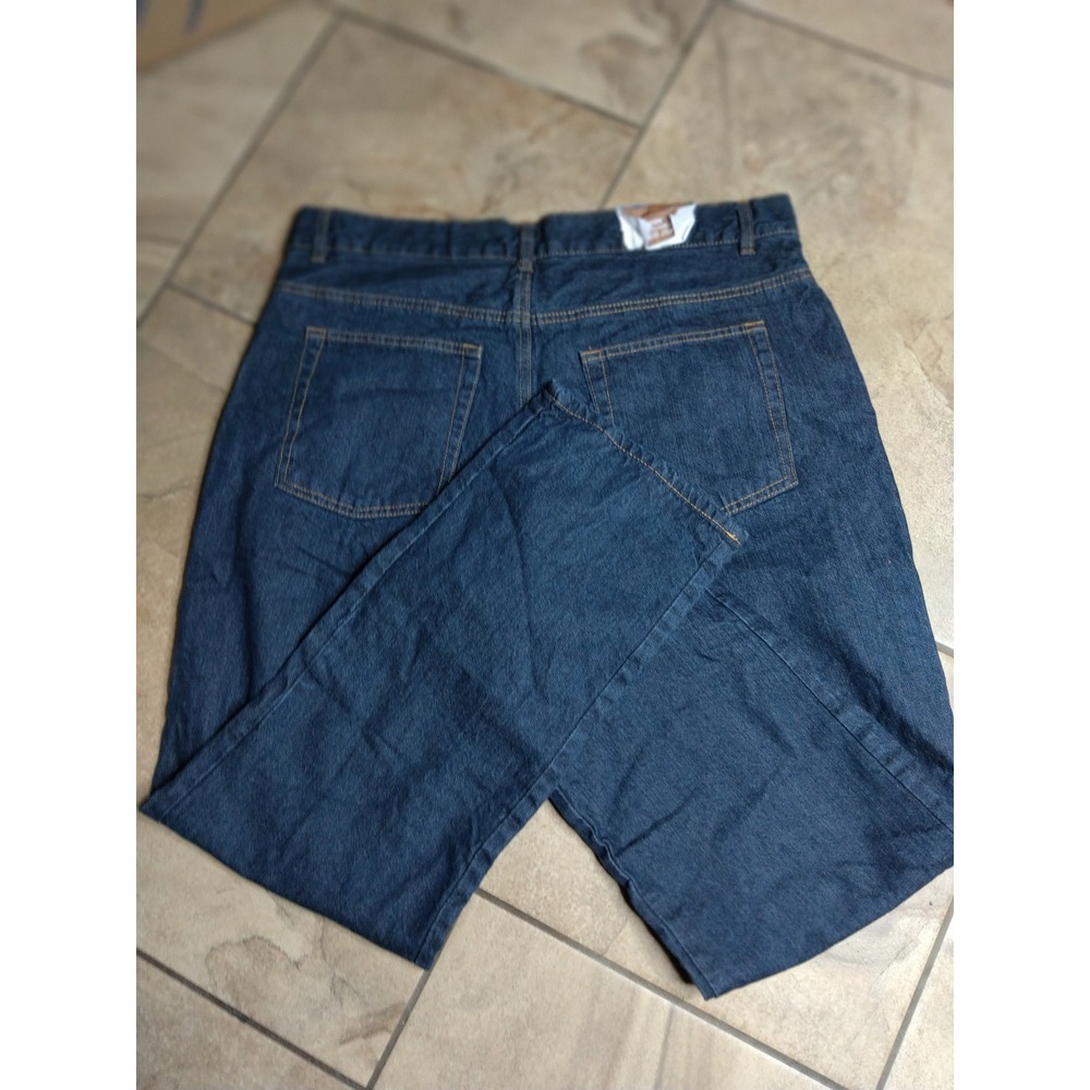 Adventuridge Mens Flannel Lined Jeans 36x32 Blue Denim Buffalo Plaid Lining